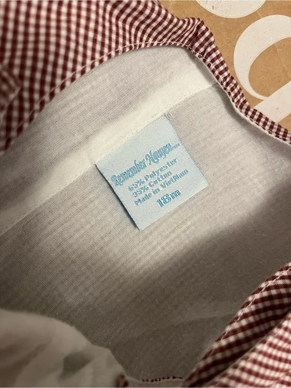 Smocked Burgundy Gingham Kids' Overalls with Autumn Embroidery